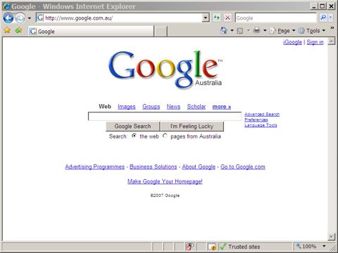 Internet Explorer 7 screenshot Internet Explorer 7
screenshot