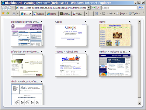 IE7's new Quick Tab view IE7’s new Quick Tab
view